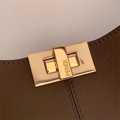 Fen.di Peekaboo X-Lite Medium Leather Bag Brown Color