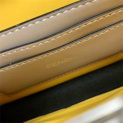 Fen.di Peekaboo ISeeU XCross Leather Bag Yellow Color