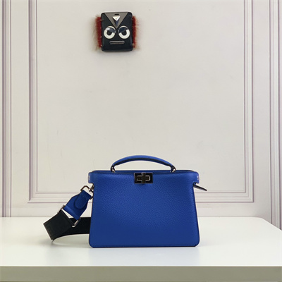 Fen.di Peekaboo ISeeU XCross Leather Bag Blue Color