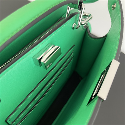 Fen.di Peekaboo ISeeU XCross Leather Bag Green Color