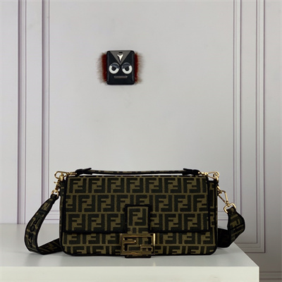 Fen.di BAGUETTE Large Bag Brown FF Jacquard Fabric