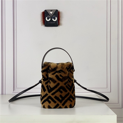 Fen.di MON TRESOR Brown Sheepskin Mini Bag