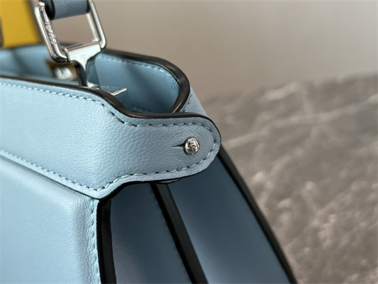 Fen.di Peekaboo ISeeU Petite Leather Bag Blue Color