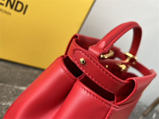Fen.di Peekaboo Mini Leather Bag Red Color