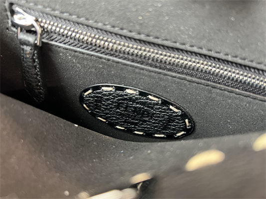 Fen.di Peekaboo Mini Bag Cuoio Romano Leather Black Color With Topstitches