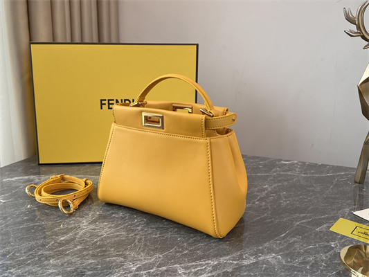 Fen.di Peekaboo Mini Leather Bag Yellow Color