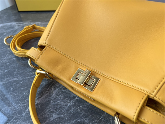 Fen.di Peekaboo Mini Leather Bag Yellow Color