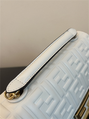 Fen.di BAGUETTE CHAIN MIDI White Nappa Leather Bag With FF Motif