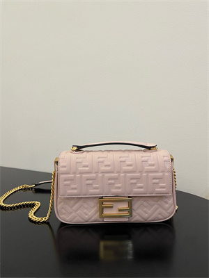 Fen.di BAGUETTE CHAIN MIDI Pink Nappa Leather Bag With FF Motif