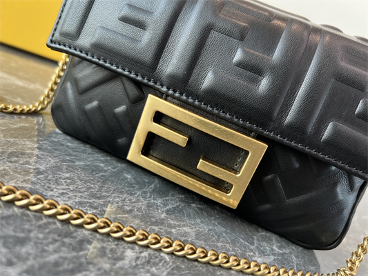 Fen.di BAGUETTE Mini Bag Black Nappa Leather With FF Motif