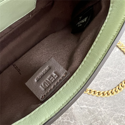Fen.di BAGUETTE Mini Bag Green Nappa Leather With FF Motif