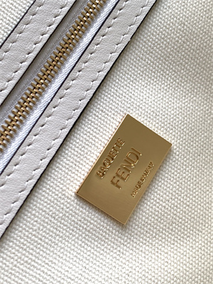 Fen.di BAGUETTE White FF Canvas Bag