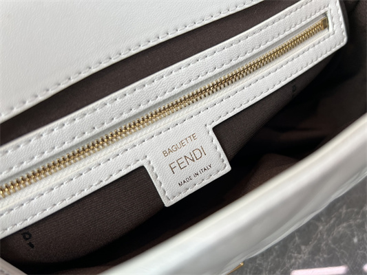 Fen.di BAGUETTE Bag White Nappa Leather With FF Motif