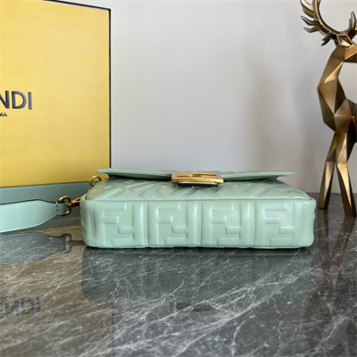 Fen.di BAGUETTE Bag Green Nappa Leather With FF Motif