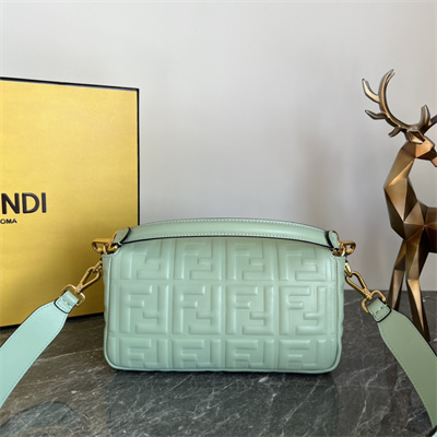 Fen.di BAGUETTE Bag Green Nappa Leather With FF Motif