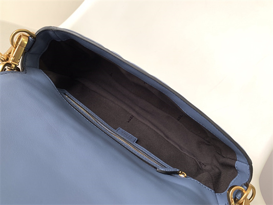 Fen.di BAGUETTE Bag Navy Nappa Leather With FF Motif