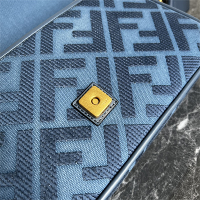 Fen.di BAGUETTE Dk Denim Blue FF Canvas Bag