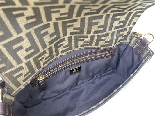 Fen.di BAGUETTE Bag Brown FF Jacquard Fabric With Sequins