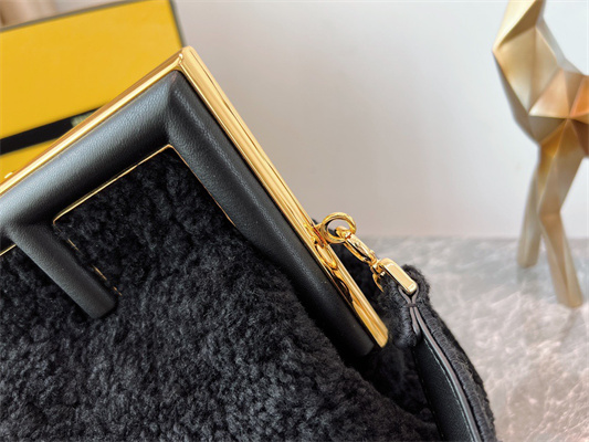 Fen.di FIRST MEDIUM Black Sheepskin Bag