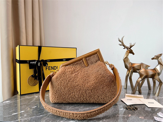 Fen.di FIRST MEDIUM Brown Sheepskin Bag