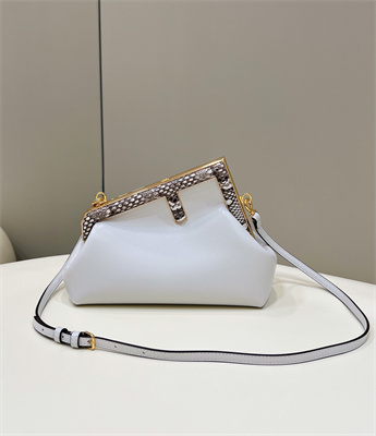 Fen.di FIRST SMALL White Leather Bag With Exotic Details