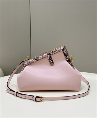 Fen.di FIRST SMALL Pink Leather Bag With Exotic Details