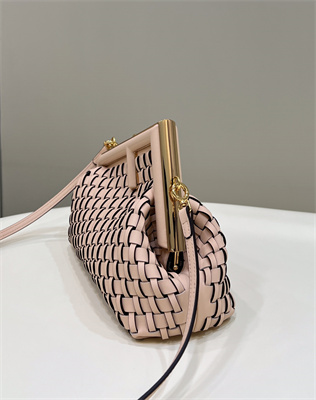 Fen.di FIRST SMALL Pink Interlaced Leather Bag
