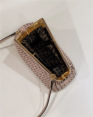 Fen.di FIRST SMALL Pink Interlaced Leather Bag
