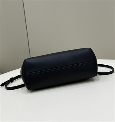Fen.di FIRST SMALL Black Leather Bag With Exotic Details