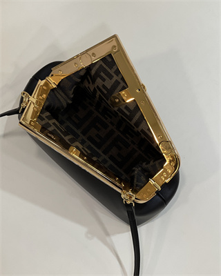 Fen.di FIRST SMALL Black Leather Bag With Exotic Details