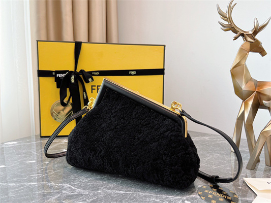 Fen.di FIRST SMALL Black Sheepskin Bag