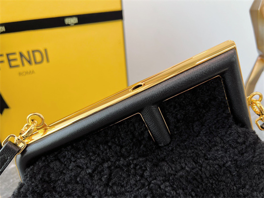 Fen.di FIRST SMALL Black Sheepskin Bag