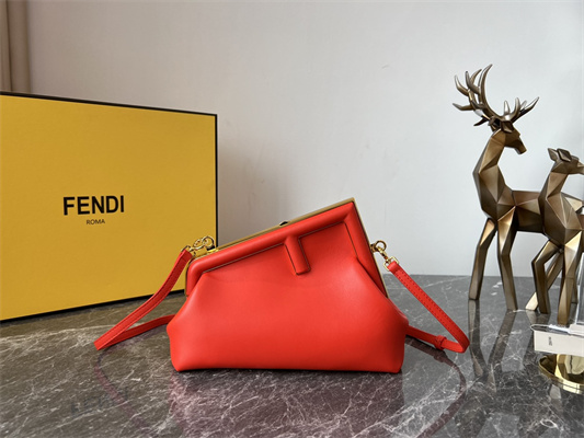 Fen.di FIRST SMALL Red Leather Bag