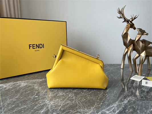 Fen.di FIRST SMALL Yellow Leather Bag