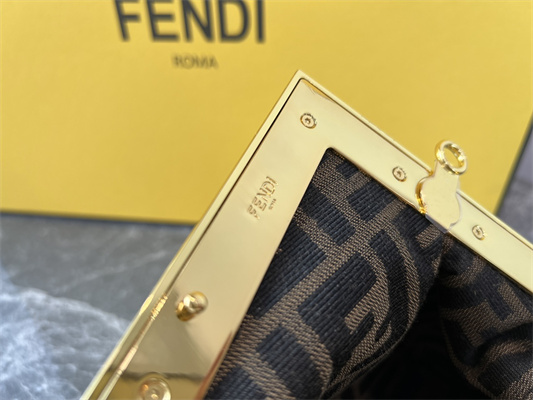 Fen.di FIRST SMALL Gold Wrinkled Leather Bag