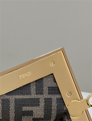 Fen.di FIRST SMALL Green Interlaced Leather Bag
