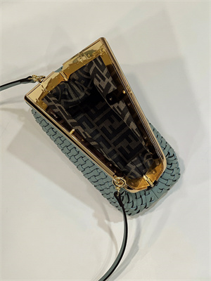 Fen.di FIRST SMALL Green Interlaced Leather Bag