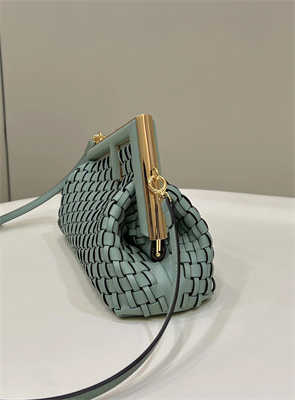 Fen.di FIRST SMALL Green Interlaced Leather Bag