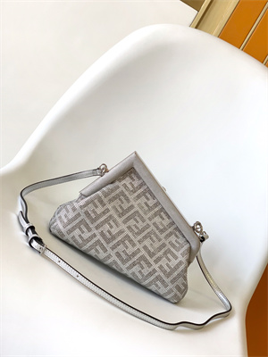 Fen.di FIRST SMALL Silver Leather Bag With Crystal FF Motif