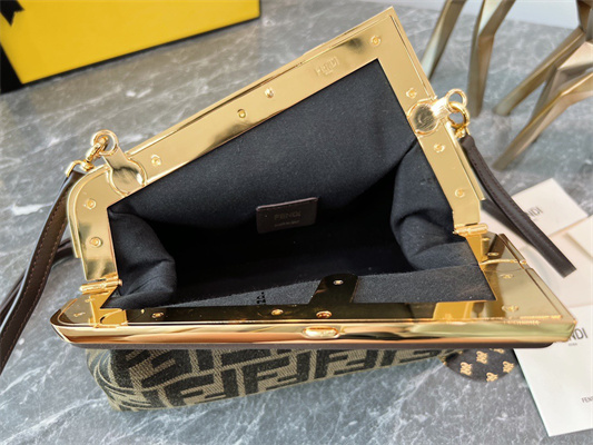 Fen.di FIRST SMALL Brown FF Jacquard Fabric Bag