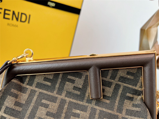 Fen.di FIRST SMALL Brown FF Jacquard Fabric Bag