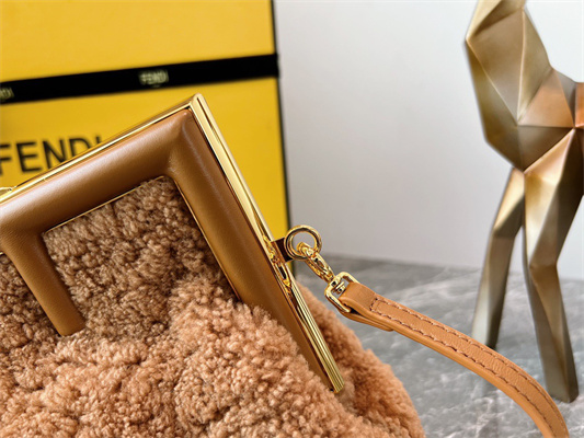 Fen.di FIRST SMALL Brown Sheepskin Bag