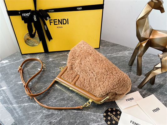 Fen.di FIRST SMALL Brown Sheepskin Bag