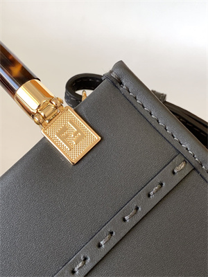 Fen.di MINI SUNSHINE SHOPPER Dk Grey Leather and Elaphe