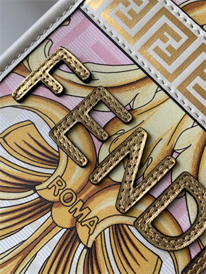 Fen.di Fendace MINI SUNSHINE SHOPPER Multicolor Print Leather White