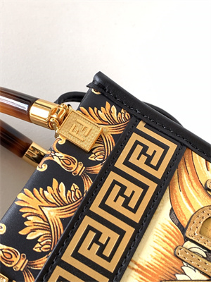 Fen.di Fendace MINI SUNSHINE SHOPPER Multicolor Print Leather Black