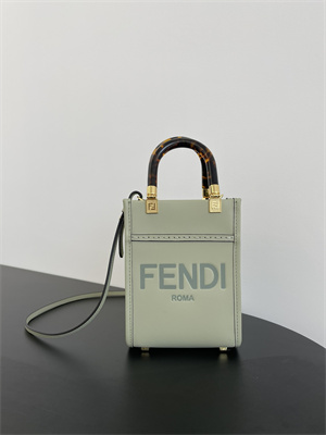 Fen.di MINI SUNSHINE SHOPPER Pale Green Leather