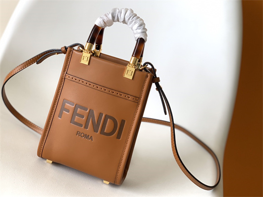 Fen.di MINI SUNSHINE SHOPPER Brown Leather