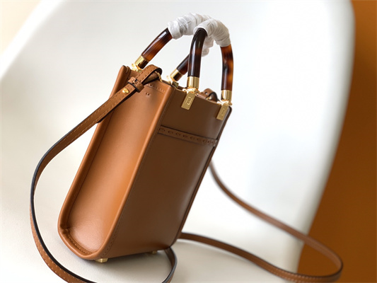 Fen.di MINI SUNSHINE SHOPPER Brown Leather