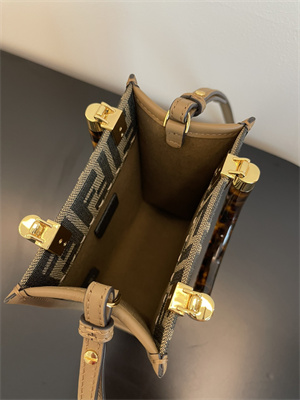 Fen.di MINI SUNSHINE SHOPPER Brown FF Jacquard Fabric